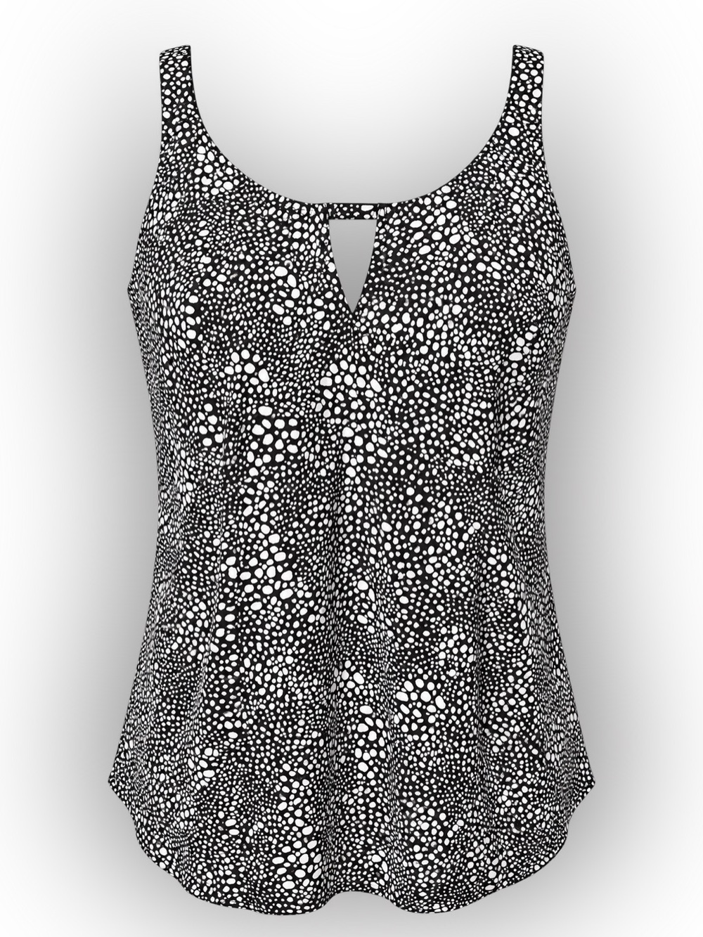 Elomi Black & White Pebble Cove Print Bathing Suit Tankini top. US Size 16